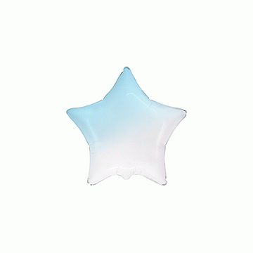 Балон фолио с формата на звезда в цвят бебешко синьо преливащо в бяло