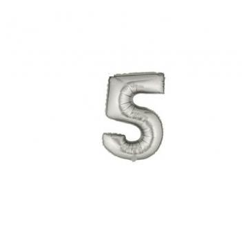 Фолиева цифра сребърна ''5'' с размер 76 см.