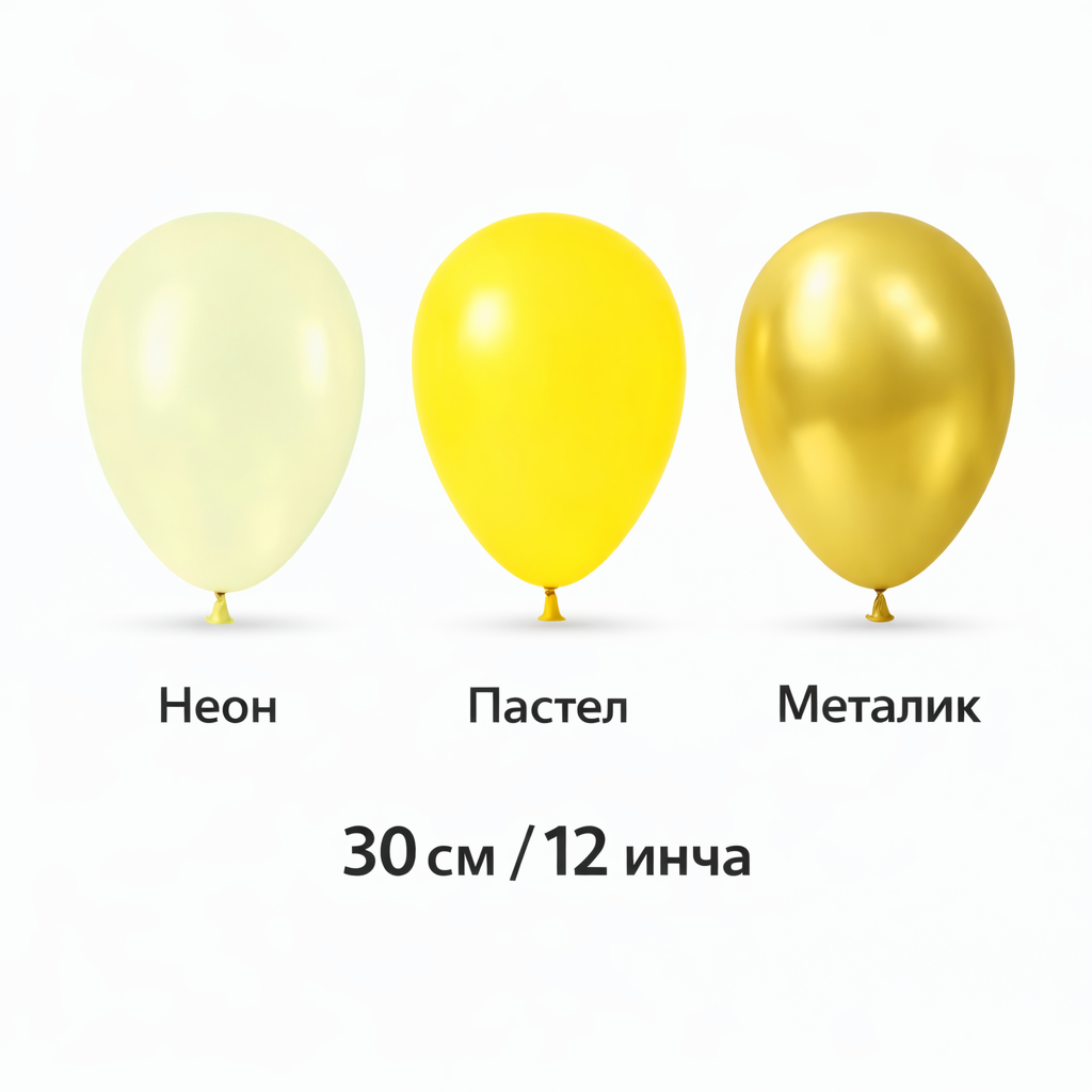 Латексови балони 30см / 12 инча пастел, металик и неон