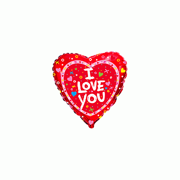 Балон фолио с формата на сърце червен с надпис " I love you"