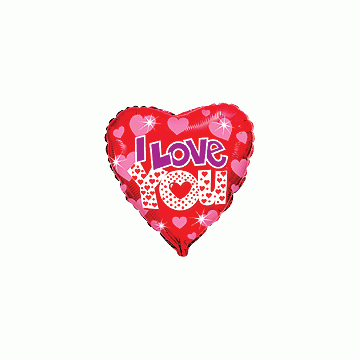 Балон фолио с формата на сърце червен с надпис I love you