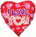Балон фолио с формата на сърце червен с надпис I love you