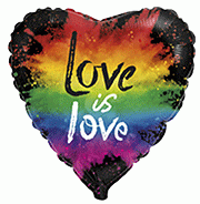 Балон фолио с формата на сърце черен с надпис " love is love "