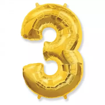Фолиева цифра златна ''3'' с височина 103 см