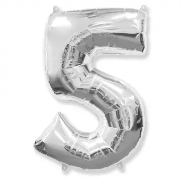 Фолиева цифра сребърна ''5'' с височина 103 см