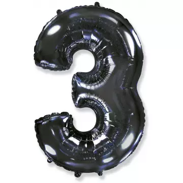 Фолиева цифра черна ''3'' с височина 103 см