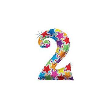 Фолиева цифра с разноцветни звезди ''2'' с височина 103 см