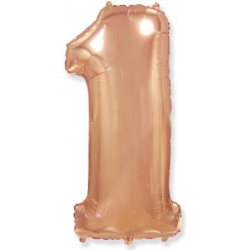 Фолиева цифра розово злато(rose gold) ''1'' с височина 103 см