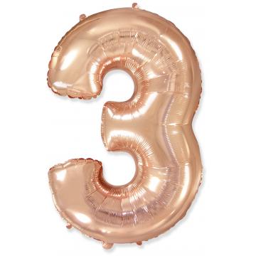 Фолиева цифра розово злато(rose gold) ''3'' с височина 103 см