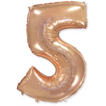 Фолиева цифра розово злато(rose gold) ''5'' с височина 103 см