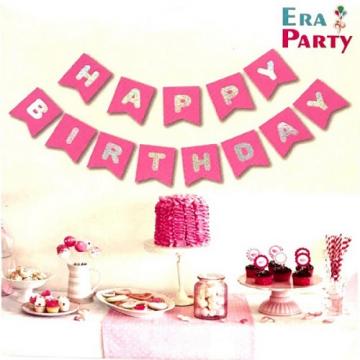 КАРТОНЕН МАДПИС  HAPPY BIRTHDAY РОЗОВ