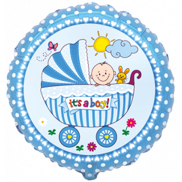 Фолиев балон Бебешка количка момче