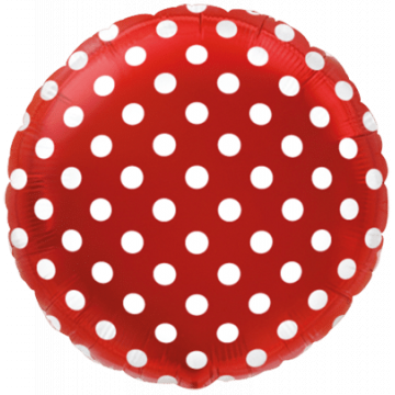 Фолиев балон червен с бели точки