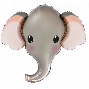 Фолиев балон глава на слон в сиво