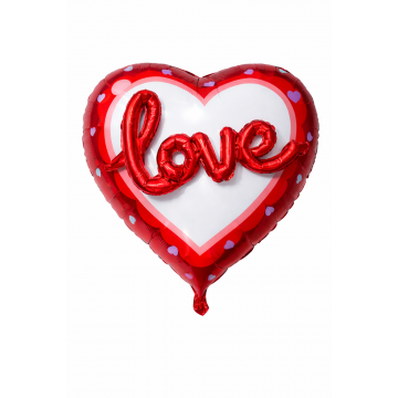 Фолиев балон сърце с 4D надпис LOVE – двустранен