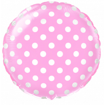 Фолиев балон розов с бели точки