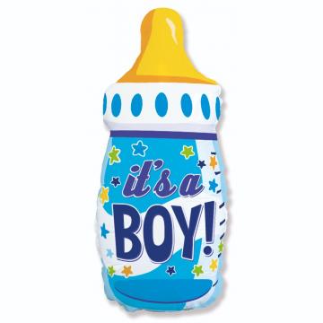 Фолиев балон синьо бебешко шише It`s a boy
