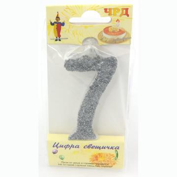 Цифра восък с брокат сребро 7