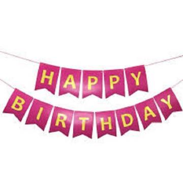 Парти надпис Happy birthday в циклама