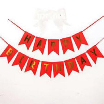 Парти надпис Happy birthday в червено