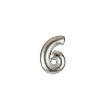 Фолиева цифра сребърна ''6'' с размер 76 см.