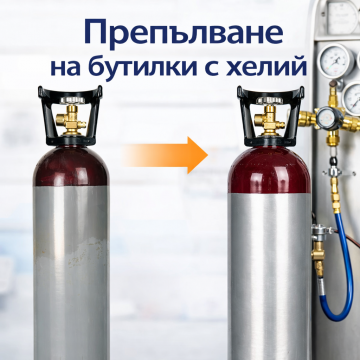 Препълване на бутилки с хелий 1 кубик / 6.7 литра